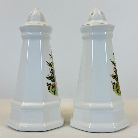 Vintage Pfaltzgraff Heritage Christmas Salt and Pepper Shakers Tree Octagon Tall - Picture 3 of 9